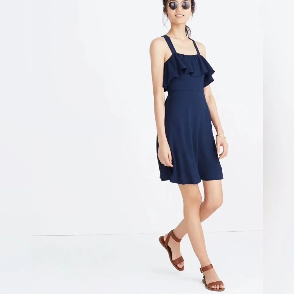 Madewell Apron Ruffle Dress Size 16 Black